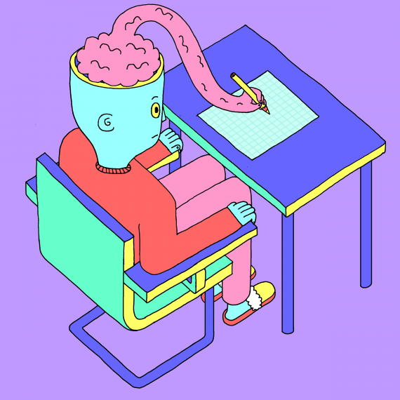 Ilustración cerebro mano